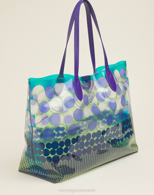 Manila Grace شنطة نحيف البنفسجي حقيبة تسوق للشاطئ من مادة PVC بطباعة نقاط البولكا Z2TJ498