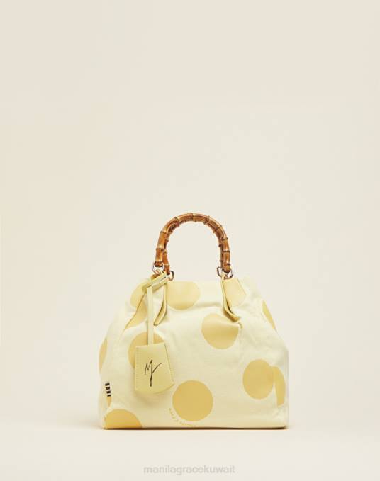 Manila Grace شنطة نحيف أصفر حقيبة قماش متوسطة الحجم من Pois Jasmine Z2TJ532