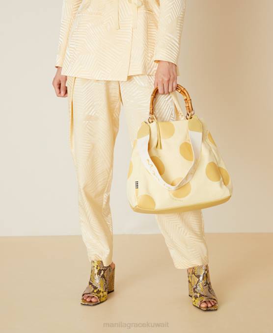 Manila Grace شنطة نحيف أصفر حقيبة قماش متوسطة الحجم من Pois Jasmine Z2TJ532