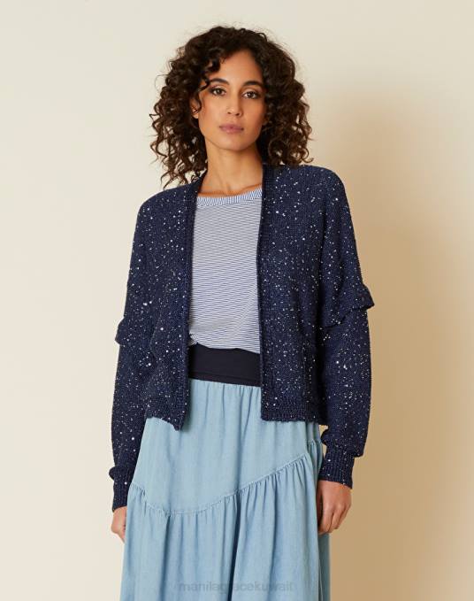 Manila Grace ملابس نحيف محيط أزرق سترة قصيرة من مزيج الكتان والقطن مع الترتر Z2TJ107 Manila Grace ملابس نحيف محيط أزرق سترة قصيرة من مزيج الكتان والقطن مع الترتر Z2TJ107