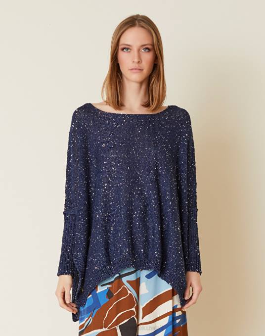 Manila Grace ملابس نحيف محيط أزرق سترة كبيرة الحجم من مزيج الكتان والقطن مع الترتر Z2TJ108 Manila Grace ملابس نحيف محيط أزرق سترة كبيرة الحجم من مزيج الكتان والقطن مع الترتر Z2TJ108