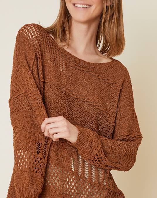 Manila Grace ملابس نحيف بني الجوز سترة كبيرة الحجم مصنوعة من مزيج القطن المتماسك المفتوح Z2TJ110