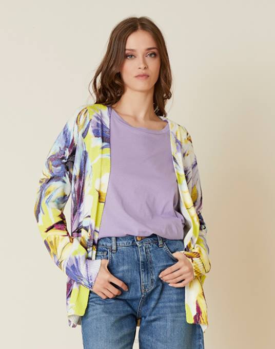 Manila Grace ملابس نحيف الخزامى كارديغان من القطن بطبعة زهور ماكسي Z2TJ111 Manila Grace ملابس نحيف الخزامى كارديغان من القطن بطبعة زهور ماكسي Z2TJ111