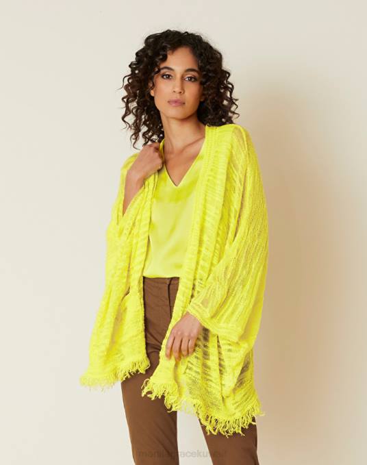 Manila Grace ملابس نحيف أصفر سترة من مزيج الكتان Z2TJ114