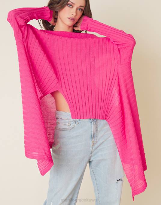 Manila Grace ملابس نحيف لون القرنفل سترة كبيرة الحجم مصنوعة من مزيج الفيسكوز المضلع Z2TJ124