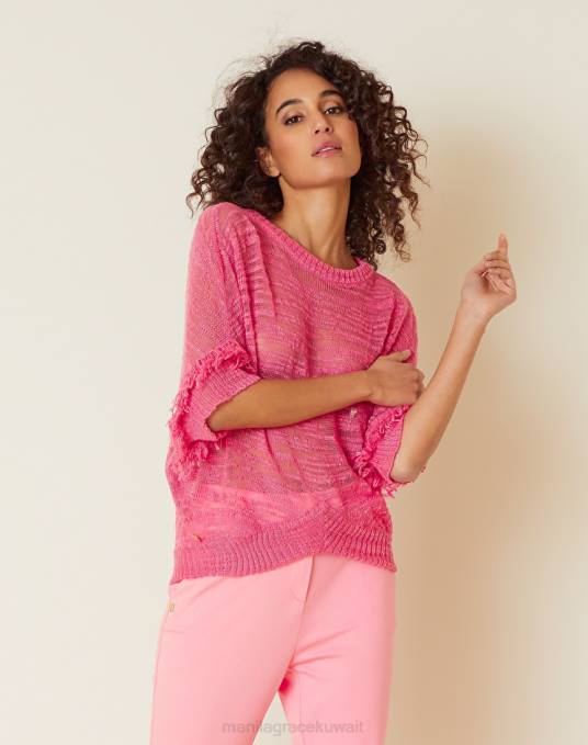 Manila Grace ملابس نحيف لون القرنفل سترة قصيرة في مزيج الكتان سلوب Z2TJ135