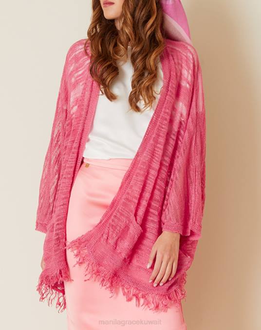 Manila Grace ملابس نحيف لون القرنفل سترة من مزيج الكتان Z2TJ136