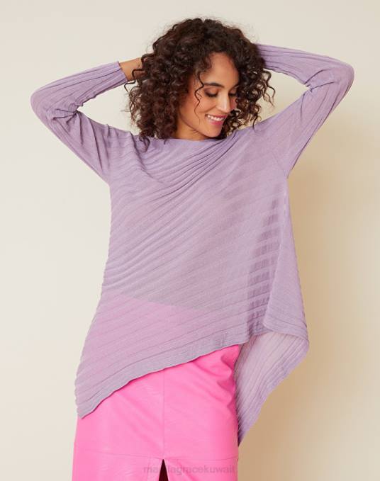 Manila Grace ملابس نحيف الخزامى سترة غير متماثلة من مزيج الفيسكوز المضلع Z2TJ149