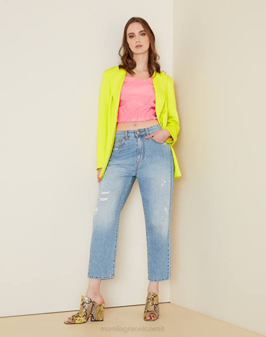 Manila Grace ملابس نحيف لون القرنفل بلوزة مفتوحة الظهر من مزيج القطن Z2TJ226