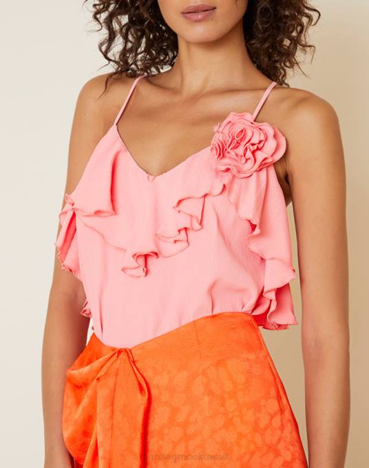 Manila Grace ملابس نحيف لون القرنفل مزيج من الحرير مع انتفض Z2TJ265