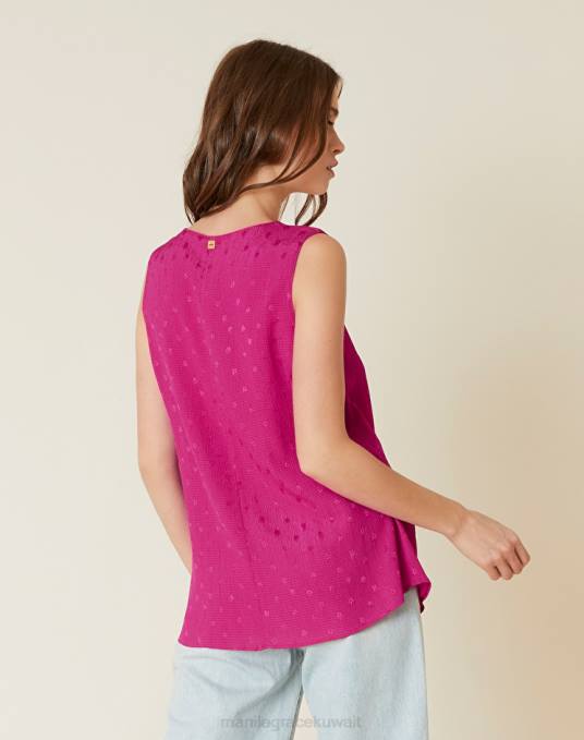 Manila Grace ملابس نحيف الكوبية بلوزة بدون أكمام من الفيسكوز دوبي سيرساكر Z2TJ266