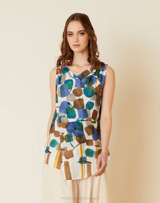 Manila Grace ملابس نحيف حليب ابيض لف الجزء العلوي من القطن Z2TJ278