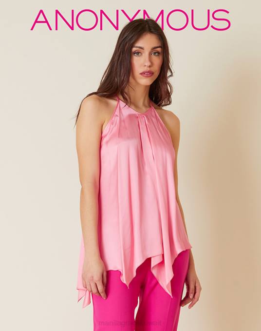 Manila Grace ملابس نحيف لون القرنفل جزء علوي غير متماثل من الساتان الفيسكوز Z2TJ283