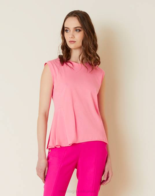 Manila Grace ملابس نحيف لون القرنفل بلوزة بدون أكمام مع لوحة جانبية Z2TJ297