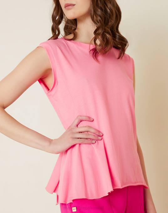 Manila Grace ملابس نحيف لون القرنفل بلوزة بدون أكمام مع لوحة جانبية Z2TJ297