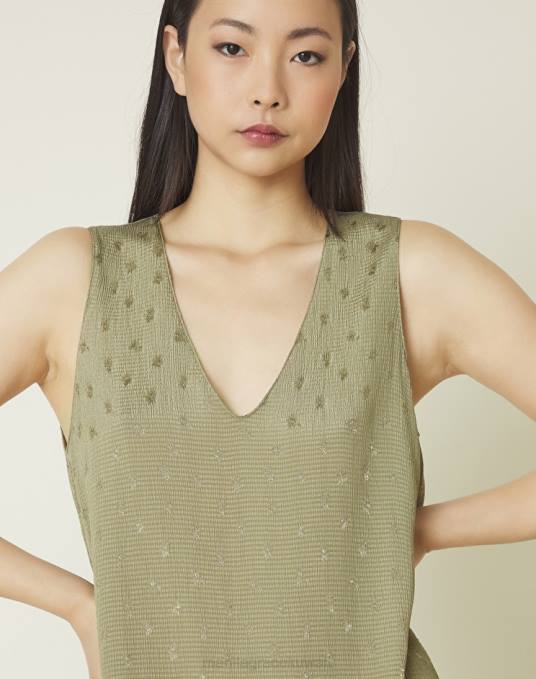 Manila Grace ملابس نحيف الأخضر العسكري فستان فضفاض بلون Z2TJ30