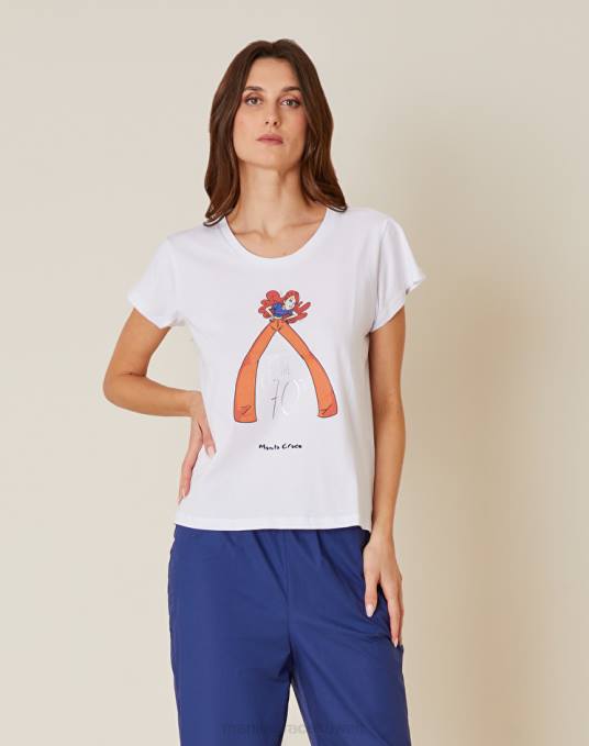 Manila Grace ملابس نحيف البرتقالي تيشيرت بطبعة "العودة إلى السبعينيات". Z2TJ322