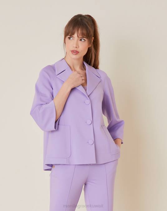 Manila Grace ملابس نحيف الخزامى سترة واسعة من الفيسكوز المتشابك Z2TJ333