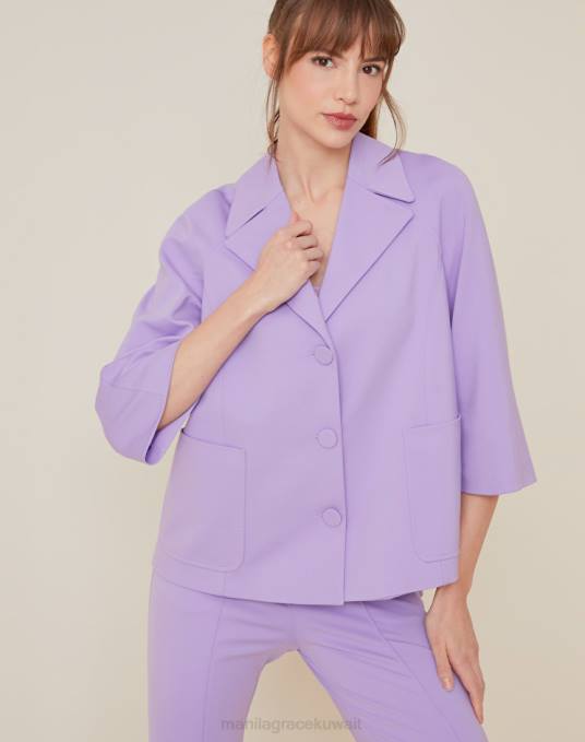 Manila Grace ملابس نحيف الخزامى سترة واسعة من الفيسكوز المتشابك Z2TJ333