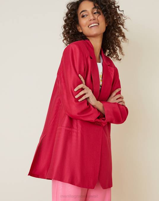 Manila Grace ملابس نحيف الكوبية سترة كبيرة الحجم بلون سادة من مزيج الفيسكوز من الكتان Z2TJ355