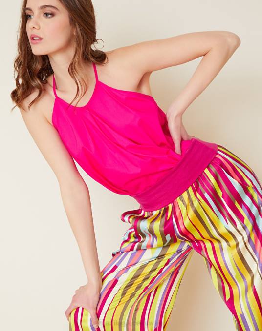 Manila Grace ملابس نحيف الكوبية بنطلون فيسكوز بالازو مع خصر متباين Z2TJ370