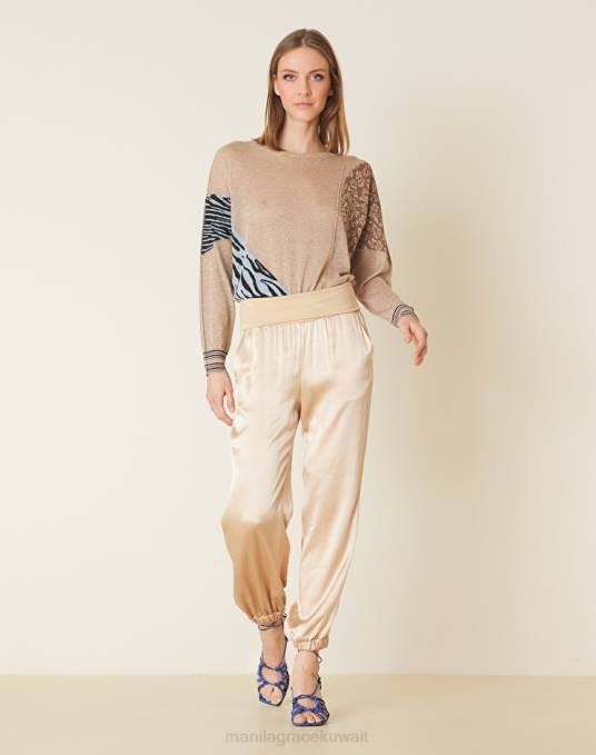 Manila Grace ملابس نحيف كاكي الأخضر بنطلون بخصر مرفوع Z2TJ378