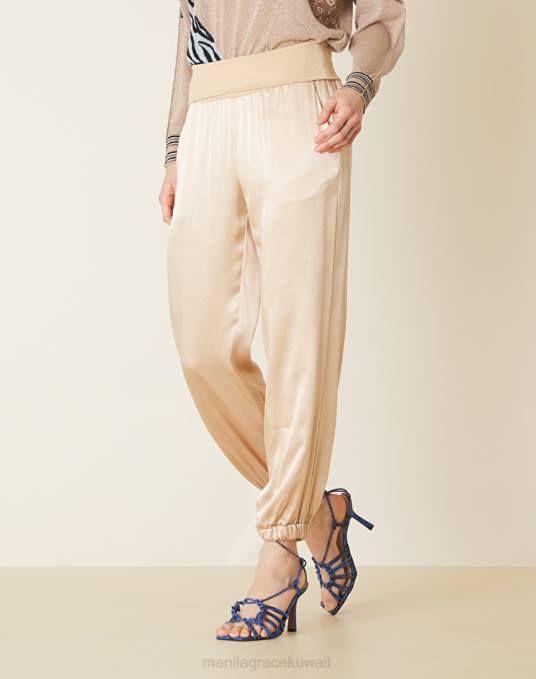 Manila Grace ملابس نحيف كاكي الأخضر بنطلون بخصر مرفوع Z2TJ378