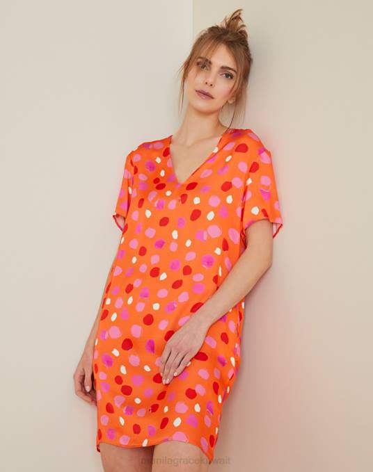 Manila Grace ملابس نحيف البرتقالي فستان التحول مع الطباعة نقطة Z2TJ37