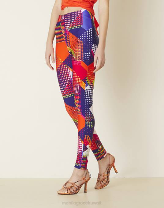 Manila Grace ملابس نحيف البنفسجي طماق مع الطباعة المرقعة Z2TJ382