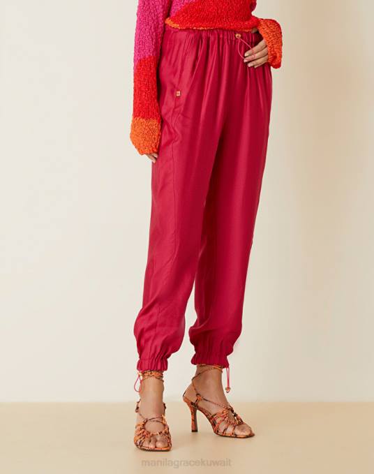 Manila Grace ملابس نحيف الكوبية بنطال رياضي من مزيج الكتان Z2TJ385