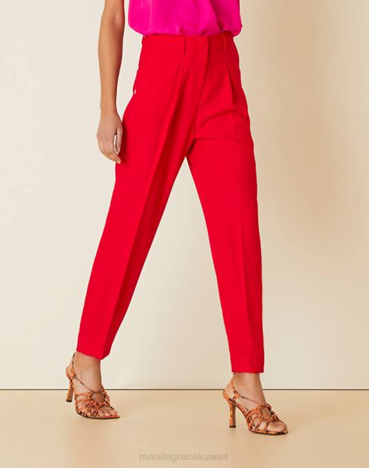 Manila Grace ملابس نحيف أحمر بنطلون مدبب بلون خالص Z2TJ387