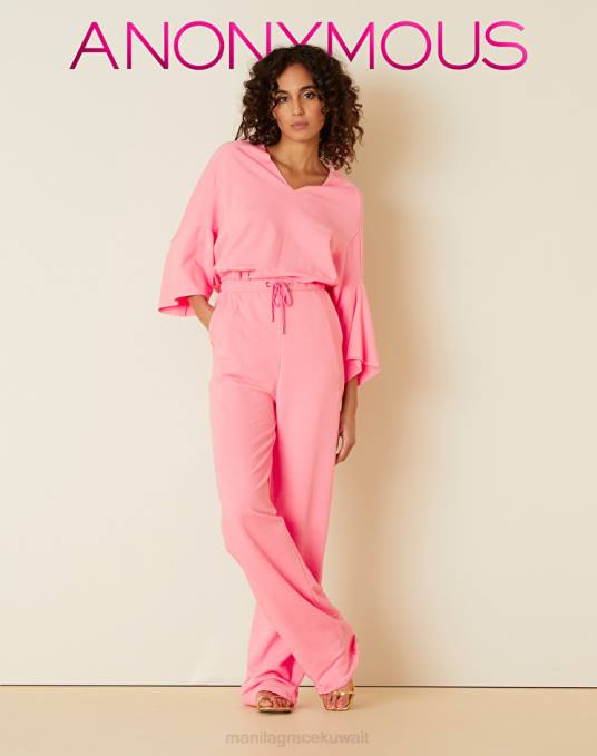 Manila Grace ملابس نحيف لون القرنفل بنطال رياضي بلون خالص Z2TJ402