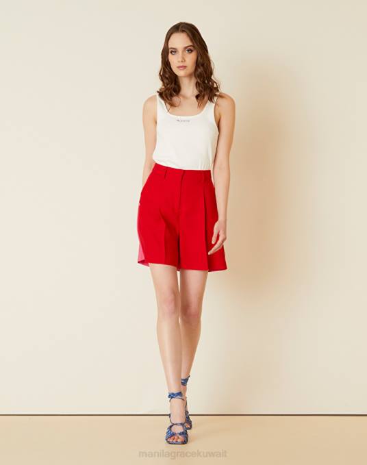 Manila Grace ملابس نحيف فوشيا / أحمر برمودا بلونين Z2TJ403