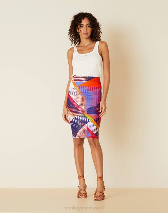 Manila Grace ملابس نحيف البنفسجي تنورة بوديكون مطبوعة Z2TJ410