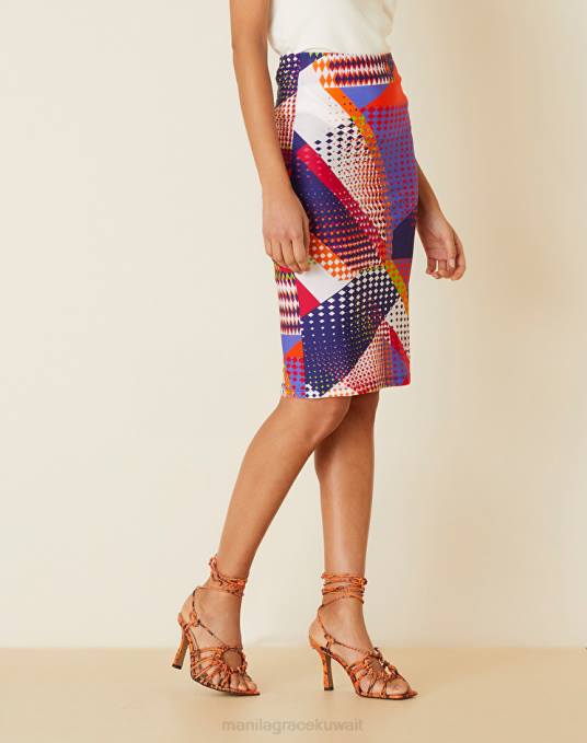 Manila Grace ملابس نحيف البنفسجي تنورة بوديكون مطبوعة Z2TJ410