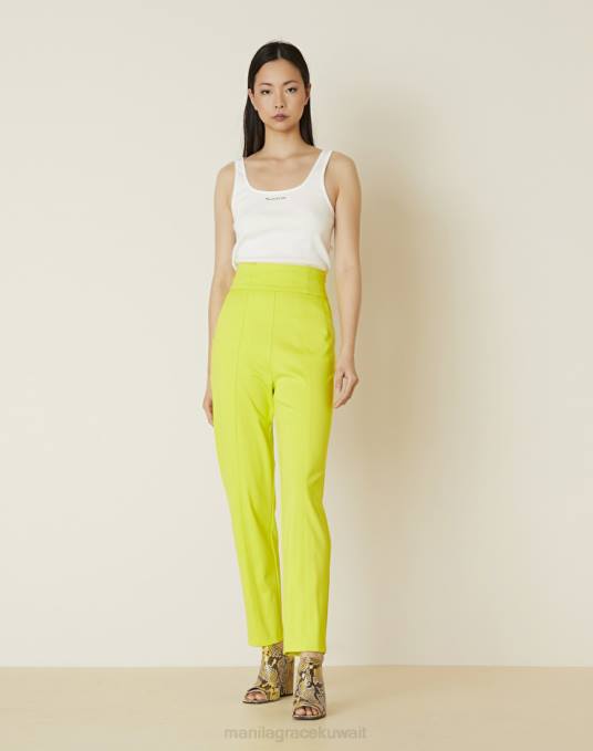 Manila Grace ملابس نحيف الأخضر الحمضي سراويل مدببة Z2TJ413