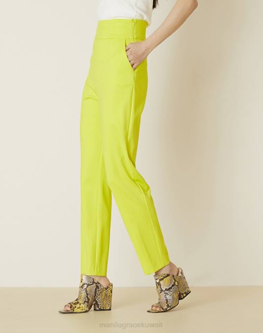 Manila Grace ملابس نحيف الأخضر الحمضي سراويل مدببة Z2TJ413