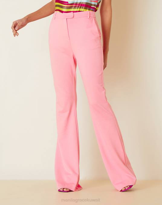 Manila Grace ملابس نحيف لون القرنفل بنطال واسع من الفيسكوز ذو اللون الصلب Z2TJ418