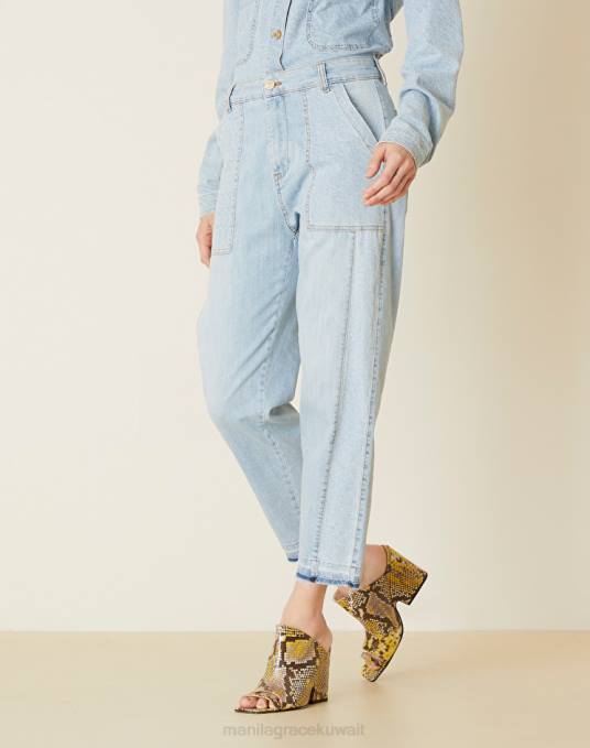 Manila Grace ملابس نحيف أزرق فاتح الجينز الجاكار الدنيم Z2TJ438