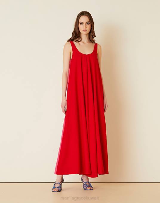 Manila Grace ملابس نحيف فوشيا / أحمر فستان طويل مضيئة Z2TJ44