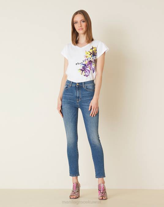 Manila Grace ملابس نحيف ازرق متوسط جينز سكيني عالي الخصر Z2TJ445 Manila Grace ملابس نحيف ازرق متوسط جينز سكيني عالي الخصر Z2TJ445