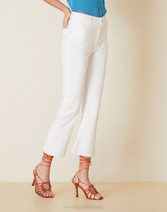 Manila Grace ملابس نحيف أبيض بنطلون قصير من قماش الدنيم Z2TJ446