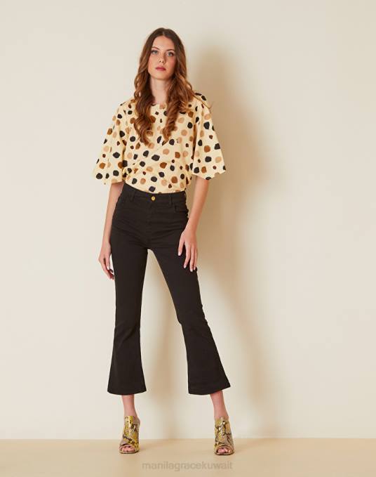 Manila Grace ملابس نحيف أسود بنطال قصير واسع Z2TJ447 Manila Grace ملابس نحيف أسود بنطال قصير واسع Z2TJ447