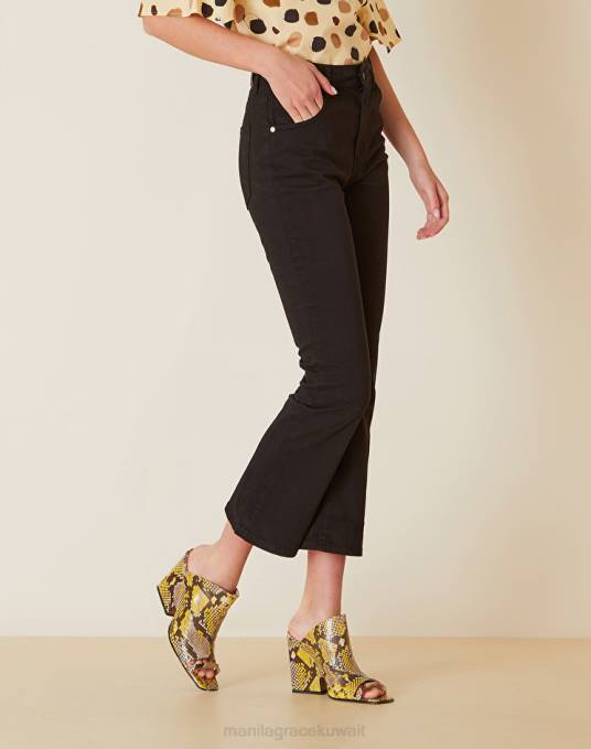 Manila Grace ملابس نحيف أسود بنطال قصير واسع Z2TJ447