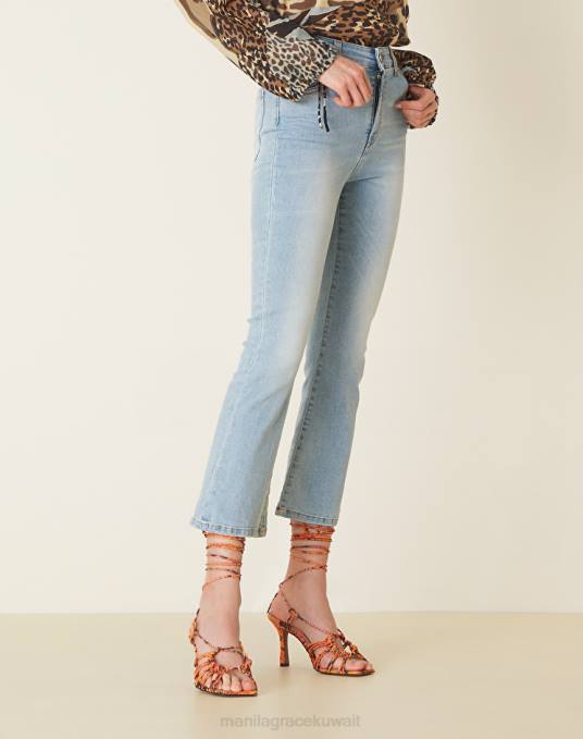 Manila Grace ملابس نحيف أزرق فاتح جينز كاحل واسع Z2TJ449