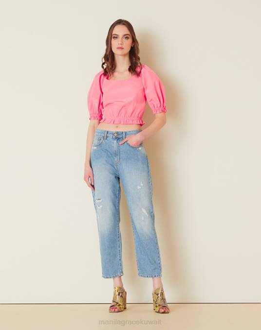 Manila Grace ملابس نحيف ازرق متوسط الجينز برميل المتعثرة Z2TJ451 Manila Grace ملابس نحيف ازرق متوسط الجينز برميل المتعثرة Z2TJ451