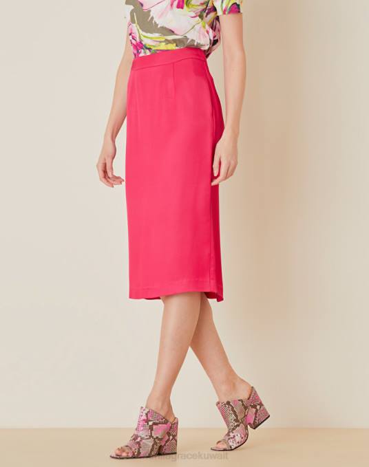 Manila Grace ملابس نحيف الكوبية تنورة قلم رصاص طويلة من الساتان Z2TJ457