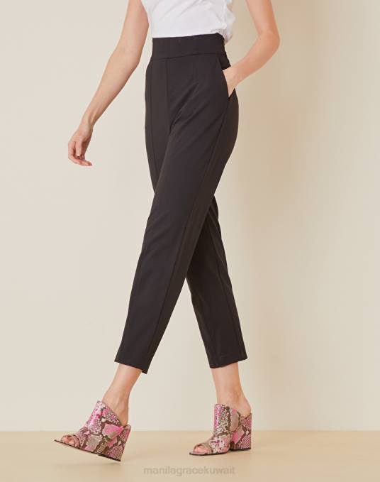 Manila Grace ملابس نحيف أسود سراويل مدببة Z2TJ459