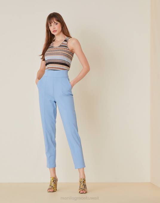 Manila Grace ملابس نحيف الغبار الأزرق سراويل مدببة Z2TJ460