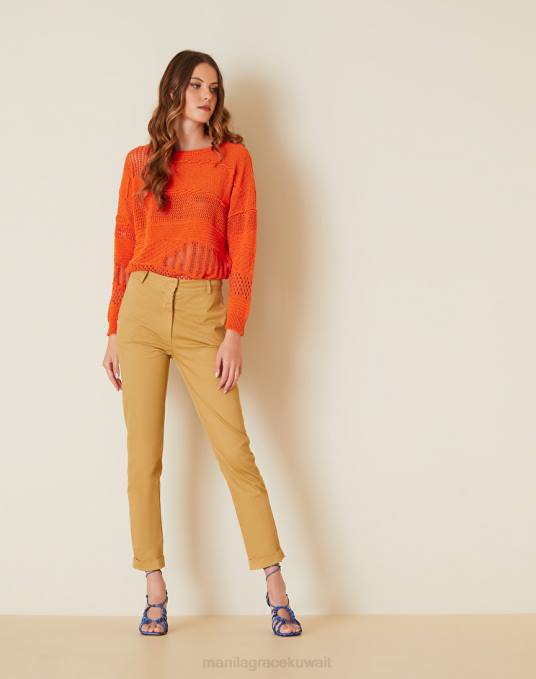 Manila Grace ملابس نحيف كاكي الأخضر تشينو عالية مخصر Z2TJ465